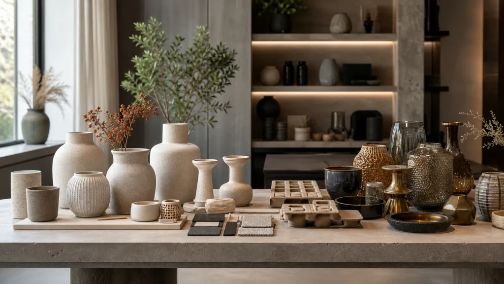 Multi-category home decor range in a factory showroom
