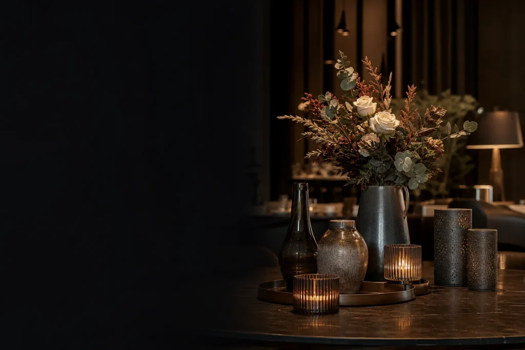 Home decor arranged for a hotel and event buying program
