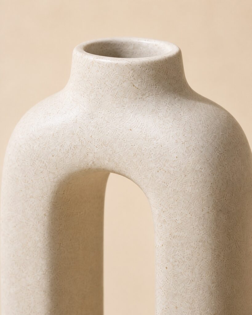 Close view of ceramic glaze texture on a product sample