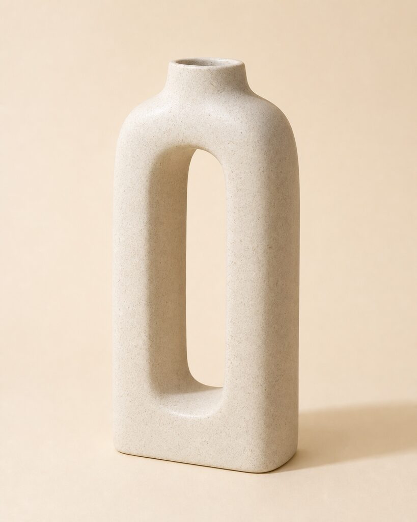 Sculptural ceramic vase used as a physical development reference