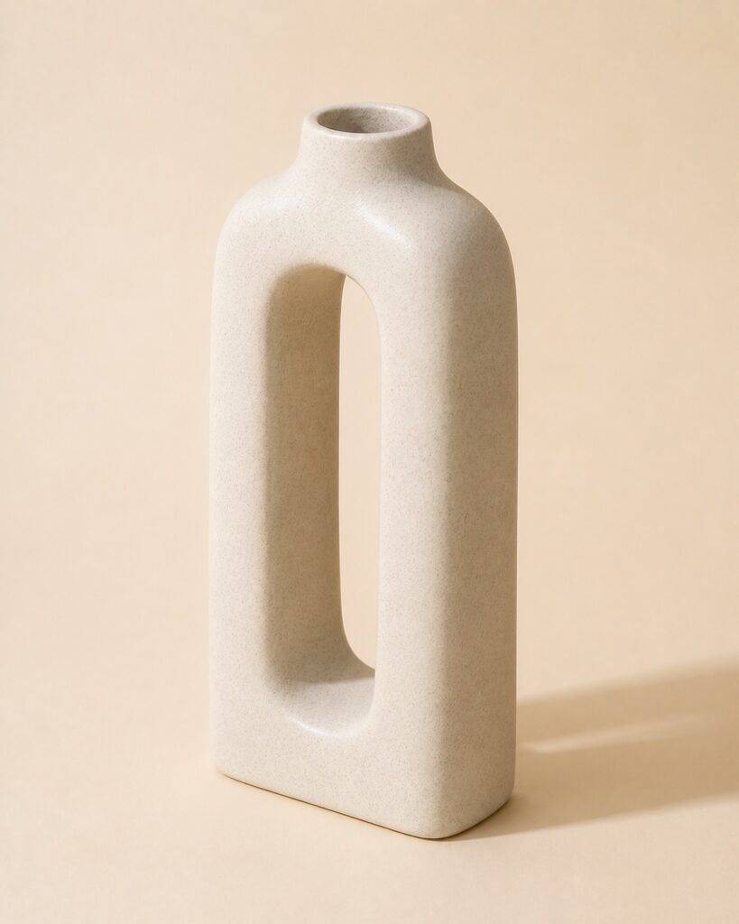 Side profile of a sculptural ceramic vase sample