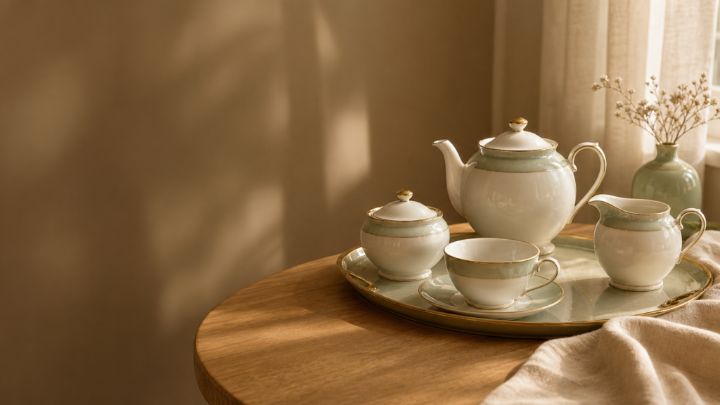 Ceramic tea set displayed as a complete wholesale product family