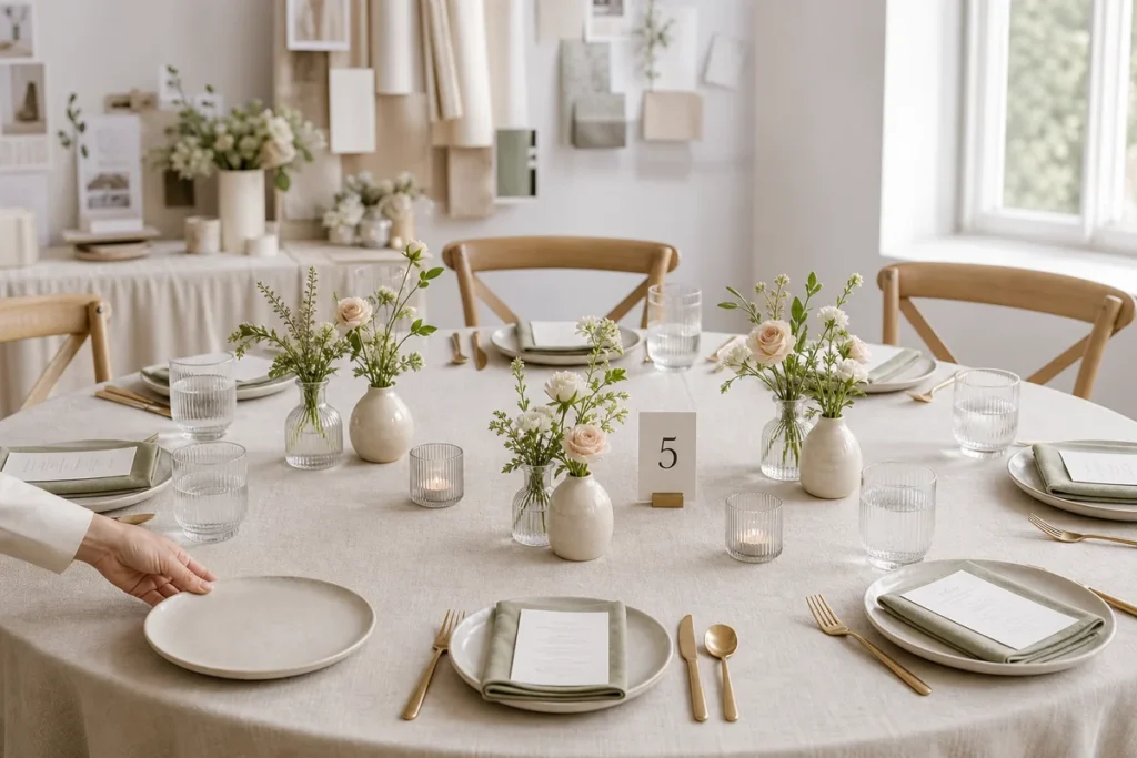 Bud vase table layout and clearance test