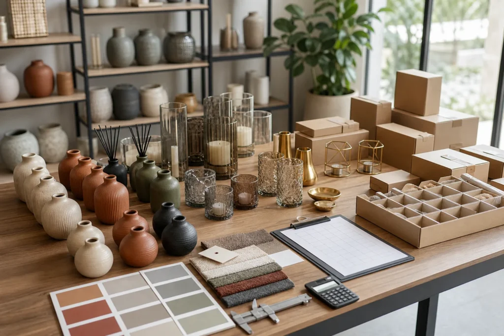 Home decor assortment grouped by color, finish and packaging batch
