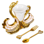HS-SPSET-02 double-swan holder with one loose matching fork and spoon shown for detail thumbnail
