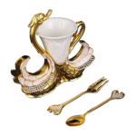 HS-SPSET-02 Double swan holder with matching fork and spoon shown beside it thumbnail