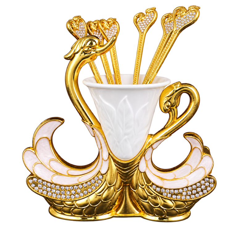 Wholesale Double Swan Fork & Spoon Holder Set