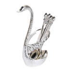 HS-SPSET-03 Silver-tone swan holder with matching fruit forks thumbnail