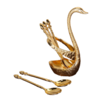 HS-SPSET-03 Gold-tone swan holder and matching fruit forks shown separately thumbnail