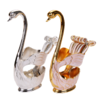 HS-SPSET-04 Gold-tone and silver-tone bow detail swan holders shown as finish alternatives thumbnail