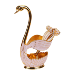 HS-SPSET-04 Gold-tone bow detail swan holder with matching utensils thumbnail