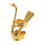 HS-SPSET-05 Gold-tone ornate swan holder with matching utensils thumbnail