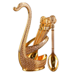 HS-SPSET-11 engraved swan holder with a matching spoon displayed separately thumbnail
