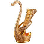 HS-SPSET-11 engraved gold-tone swan holder with matching decorative spoons thumbnail