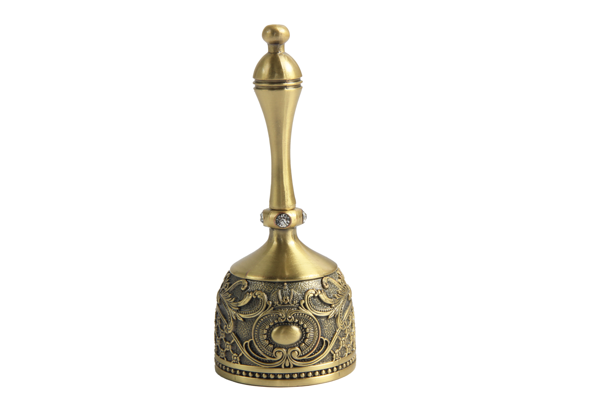European Ornamental Handbell — Antique gold-tone