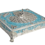 HS-GP184 square peacock dry fruit box in blue main view thumbnail