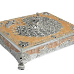 HS-GP184 square peacock dry fruit box in peach colour thumbnail