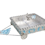 HS-GP186 square peacock carriage dry fruit box in blue main view thumbnail
