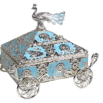 HS-GP187 8-inch square peacock dry fruit box in blue main view thumbnail