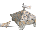 HS-GP188 8-inch square peacock carriage dry fruit box in peach thumbnail