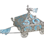 HS-GP188 8-inch square peacock carriage dry fruit box in blue main view thumbnail