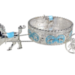HS-GP190 8-inch round elephant carriage dry fruit box in blue main view thumbnail