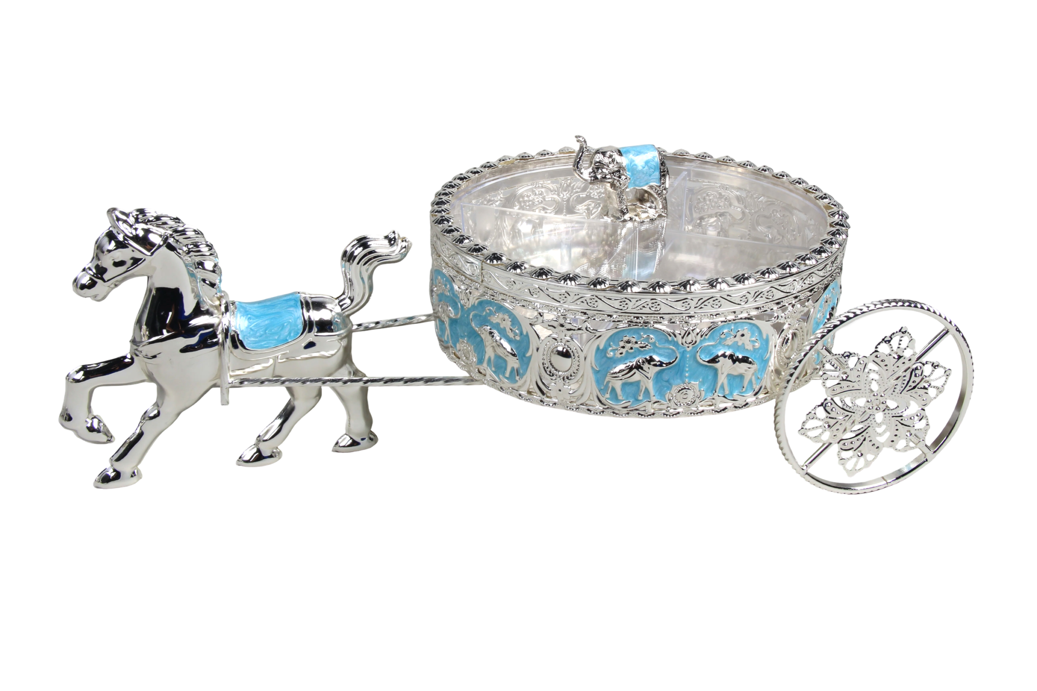 HS-GP190 8-inch round elephant carriage dry fruit box in blue main view