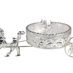HS-GP190 8-inch round elephant carriage dry fruit box in silver and white thumbnail