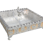 HS-GP192 peacock compartment dry fruit box in peach finish with lid closed thumbnail
