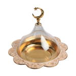 HS-GW068 Crescent-Finial Covered Fruit Bowl — Peach floral rim thumbnail
