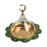 HS-GW068 Crescent-Finial Covered Fruit Bowl — Green floral rim thumbnail