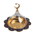 HS-GW068 Crescent-Finial Covered Fruit Bowl — Navy floral rim thumbnail