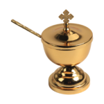 HS-GW074 Lidded Pedestal Condiment Bowl — Lid fitted with matching spoon thumbnail