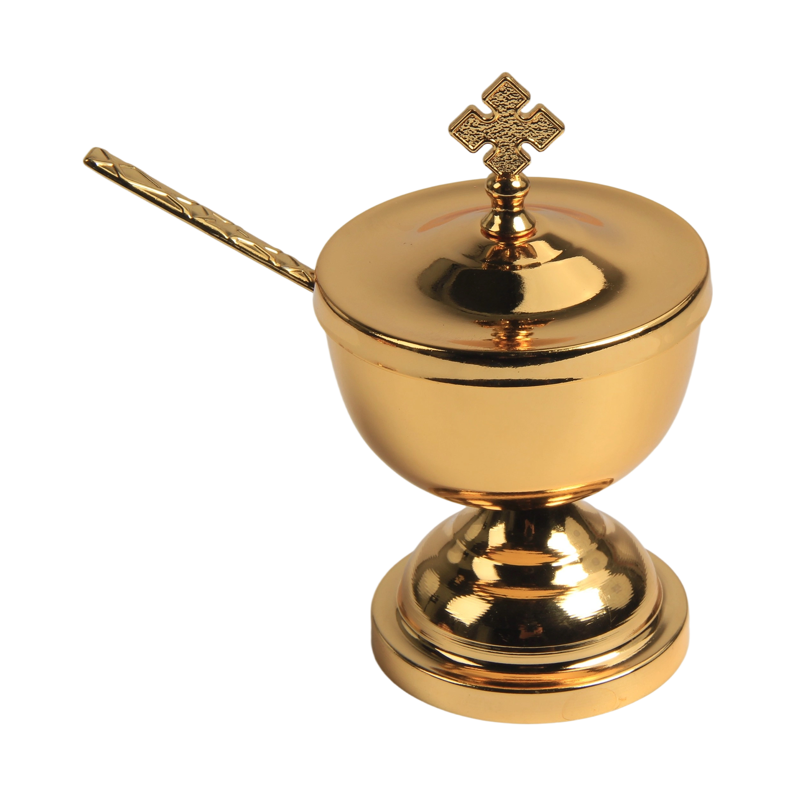 HS-GW074 Lidded Pedestal Condiment Bowl — Lid fitted with matching spoon