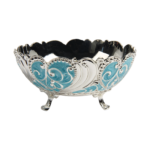 HS-GW075 Heart-Motif Footed Serving Bowl — Blue heart-scroll detail thumbnail