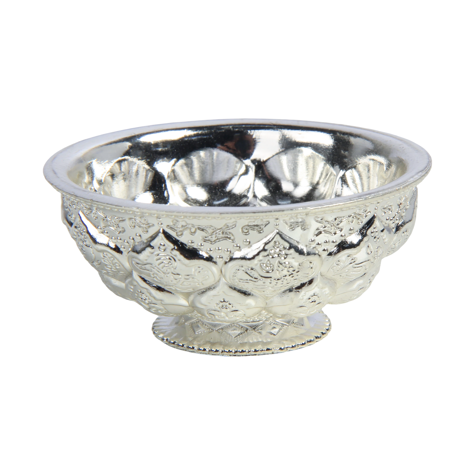 HS-GW083 Lotus-Petal Small Serving Bowl — Silver-tone lotus-petal bowl