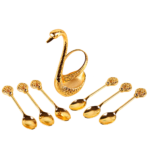 HS-SPSET-01 set contents: one gold-tone swan holder and six separate spoons thumbnail
