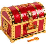 HS-SSH055 red-and-gold treasure-chest jewellery box with domed lid thumbnail