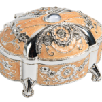 HS-SSH065 peach floral jewellery box with raised flower decoration thumbnail