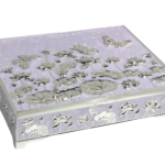 HS-SSH099 lilac rectangular jewellery box with lotus and butterfly relief thumbnail