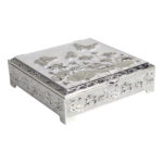 HS-SSH100 Lotus Square Jewellery Box — Silver-tone floral finish thumbnail