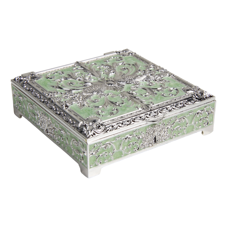 Wholesale Double-Peacock Small Square Jewellery Box