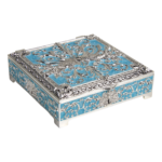 HS-SSH102 Double-Peacock Small Square Jewellery Box — Turquoise peacock finish thumbnail