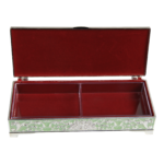 HS-SSH103 Double-Peacock Rectangular Jewellery Box — Open divided interior thumbnail