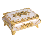 HS-SSH116 Small Rose Jewellery Box — White-and-gold rose finish thumbnail