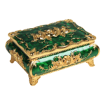 HS-SSH116 Small Rose Jewellery Box — Green-and-gold rose finish thumbnail