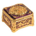 HS-SSH124 Fox-Motif Square Jewellery Box — Purple-and-gold finish thumbnail