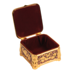HS-SSH124 Fox-Motif Square Jewellery Box — Open lined interior thumbnail