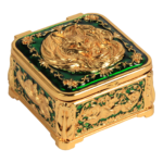 HS-SSH124 Fox-Motif Square Jewellery Box — Green-and-gold finish thumbnail