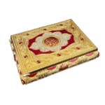 Scrollwork Medallion Quran Box — Red and gold-tone design reference thumbnail